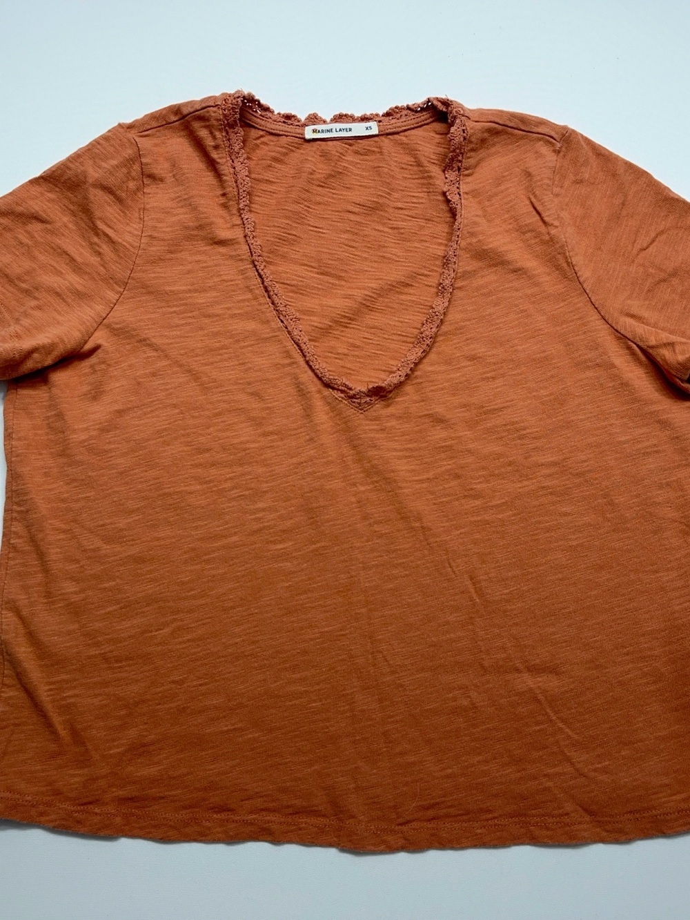 Marine Layer Scoop Neck T Shirt Womens Size XS Burnt Orange Cotton